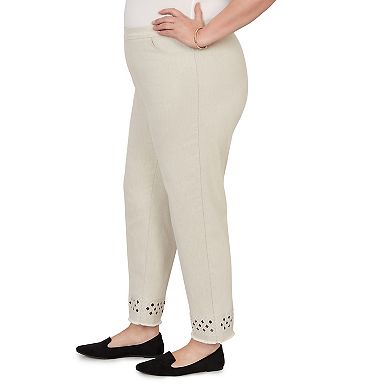Women's Plus Alfred Dunner Geometric Cut Out Flat Front Ankle Pants