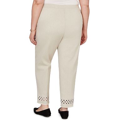Women's Plus Alfred Dunner Geometric Cut Out Flat Front Ankle Pants