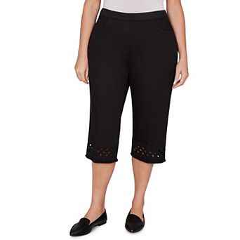 Women's Plus Alfred Dunner Geometric Cut Out Flat Front Capris