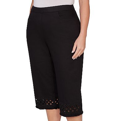 Women's Plus Alfred Dunner Geometric Cut Out Flat Front Capris