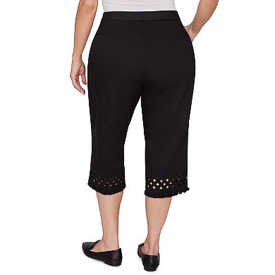 Women's Plus Alfred Dunner Geometric Cut Out Flat Front Capris