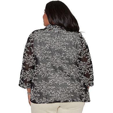 Women's Plus Alfred Dunner Two in One Mesh Soutache Top with Necklace
