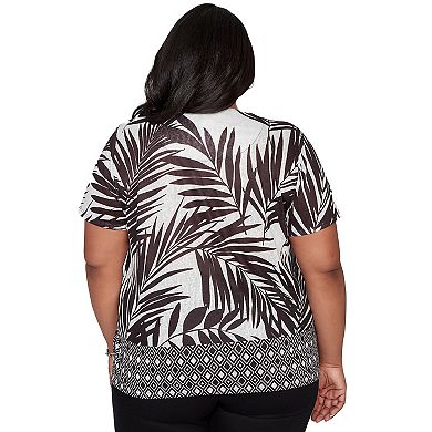 Plus Size Alfred Dunner Tropical Diamond Border Tee with Necklace