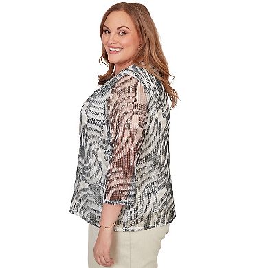 Women's Plus Alfred Dunner Animal Popcorn Embellished Top with Necklace
