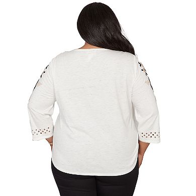 Women's Plus Alfred Dunner Floral Embroidered Textured Top