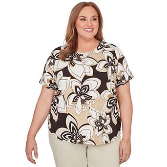 Women's Plus Size Alfred Dunner Floral Stained Glass Short Sleeve Tee