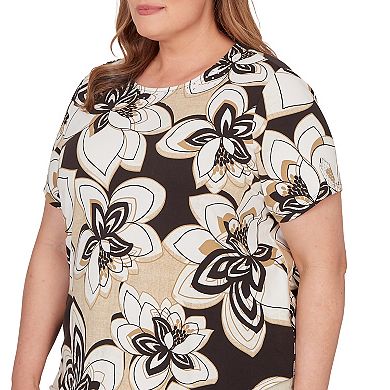 Women's Plus Size Alfred Dunner Floral Stained Glass Short Sleeve Tee
