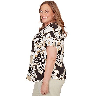 Women's Plus Size Alfred Dunner Floral Stained Glass Short Sleeve Tee