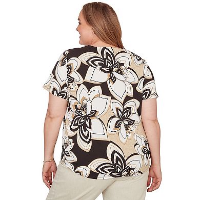 Women's Plus Size Alfred Dunner Floral Stained Glass Short Sleeve Tee