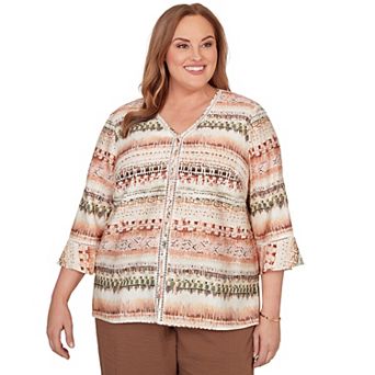 Women's Plus Alfred Dunner Biadere Stripe Center Seam Top