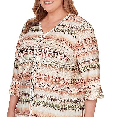 Women's Plus Alfred Dunner Biadere Stripe Center Seam Top