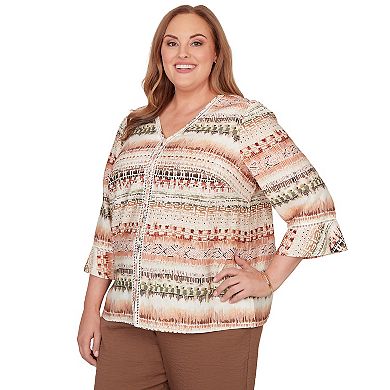 Women's Plus Alfred Dunner Biadere Stripe Center Seam Top