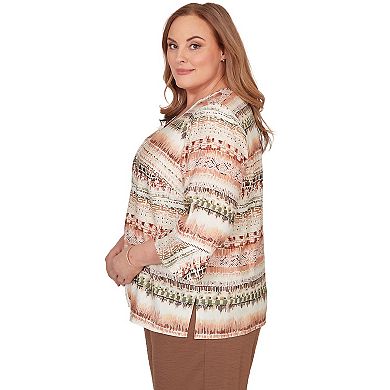 Women's Plus Alfred Dunner Biadere Stripe Center Seam Top
