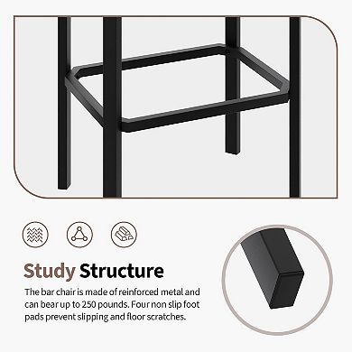 ANIXOL 24 Inch Bar Stools Set with PU Leather Seats and Adjustable Feet