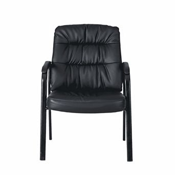 PU Leather Office Guest Chair with Padded Arms, Comfortable High Back Reception Chair