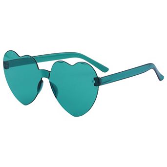 Heart Shape Rimless Sunglasses Translucent Gradient Color Trendy Versatile Sun Glasses UV Protection