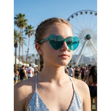 Heart Shape Rimless Sunglasses Translucent Gradient Color Trendy Versatile Sun Glasses UV Protection