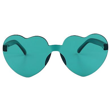 Heart Shape Rimless Sunglasses Translucent Gradient Color Trendy Versatile Sun Glasses UV Protection