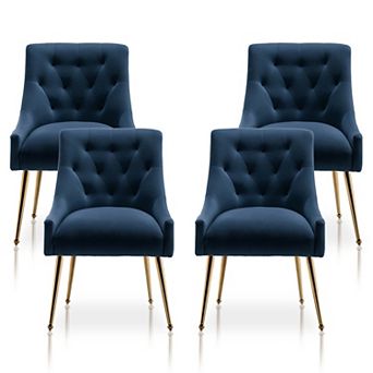 SEYNAR Modern Dining Chairs Set of 4, Upholstered Accent Chair Tufted Back Chair with Back Pull