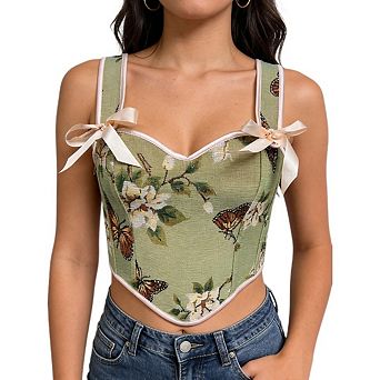 Womens Short Retro Corset Top Back Lace Up Boned Bustier Vintage Style