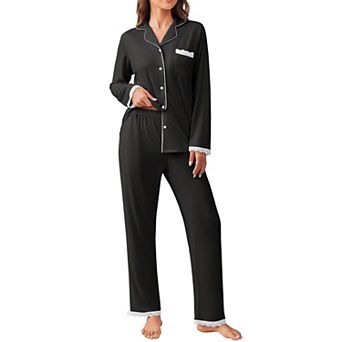 Ekouaer Lounge Sets for Women Short Sleeve Tops and Long Pants Soft Comfy Pajamas Set 2 pc Outfits