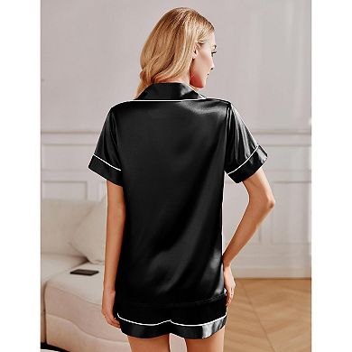 Ekouaer Pajamas for Women Set Pjs 2 Piece Sleepwear Silk Button Down Loungewear