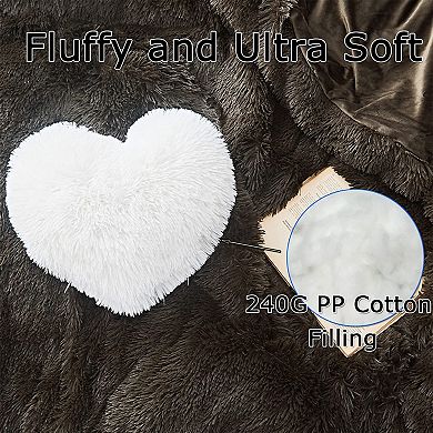 Fluffy Heart Throw Pillows Room Decorative Pillow
