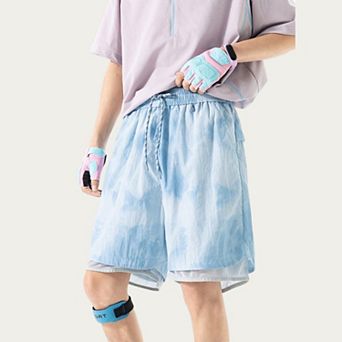 Men's Lightweight Athletic Shorts with Elastic Drawstring Waist Mesh Lining Detail and Relaxed Fit