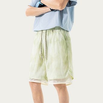 Men's Lightweight Athletic Shorts with Elastic Drawstring Waist Mesh Lining Detail and Relaxed Fit