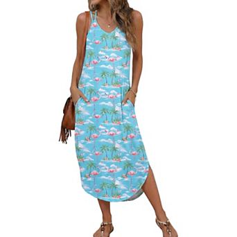 Ekouaer Women Beach Cover Up Dress Spaghetti Strap V Neck Swimwear A Line Bathing Suit Coverups