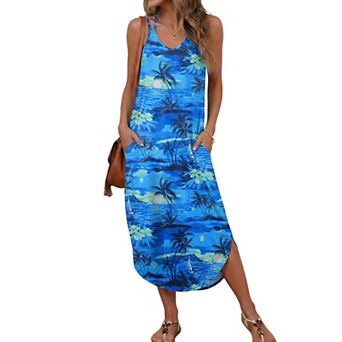 Ekouaer Women Beach Cover Up Dress Spaghetti Strap V Neck Swimwear A Line Bathing Suit Coverups