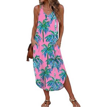 Ekouaer Women Beach Cover Up Dress Spaghetti Strap V Neck Swimwear A Line Bathing Suit Coverups