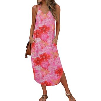 Ekouaer Women Beach Cover Up Dress Spaghetti Strap V Neck Swimwear A Line Bathing Suit Coverups
