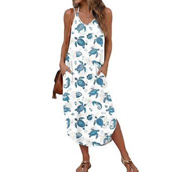 Ekouaer Women Beach Cover Up Dress Spaghetti Strap V Neck Swimwear A Line Bathing Suit Coverups