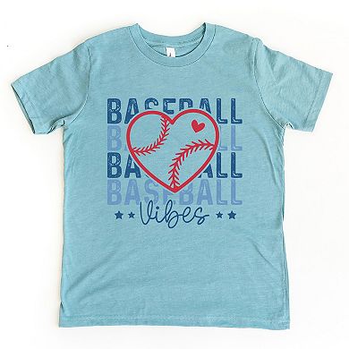 Baseball Heart Stacked - Youth Short Sleeve Graphic T-Shirt