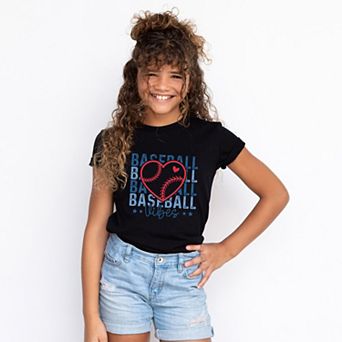 Baseball Heart Stacked - Youth Short Sleeve Graphic T-Shirt