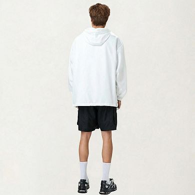 Men's Lightweight Hooded Windbreaker Jacket with Full Zip Closure Elastic Cuffs and Adjustable Hem