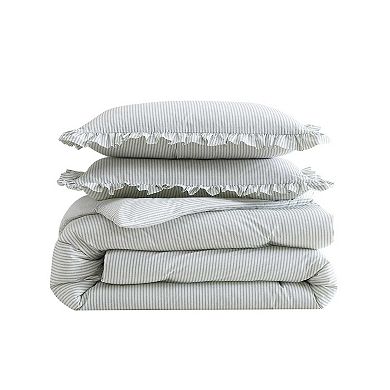 Laura Ashley Oxford Stripe Comforter Set with Shams