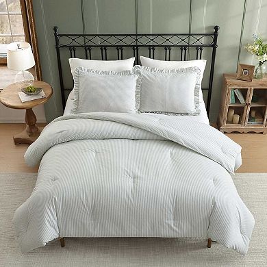 Laura Ashley Oxford Stripe Comforter Set with Shams