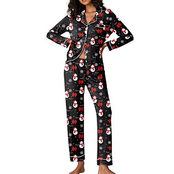 Ekouaer Pajamas Women's Long Sleeve Sleepwear Soft Button Down Loungewear Pjs Lounge Set Nightwear