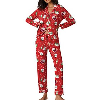 Ekouaer Womens Halloween Pajama Set Long Sleeve Button Down Soft Sleepwear Loungewear