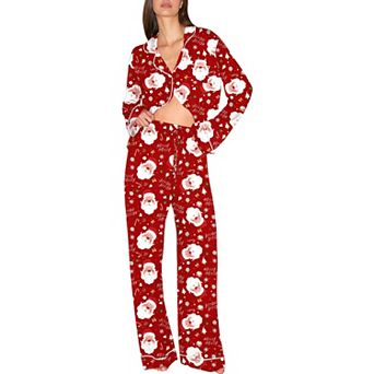 Ekouaer Pajamas Women's Long Sleeve Sleepwear Soft Button Down Loungewear Pjs Lounge Set Nightwear