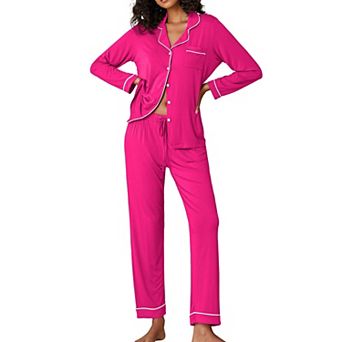 Ekouaer Pajamas Women's Long Sleeve Sleepwear Soft Button Down Loungewear Pjs Lounge Set Nightwear
