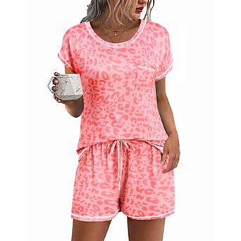 Ekouaer Pajama Set for Women Short Sleeve Tops and Shorts Set 2 pc Pjs Classic Loungewear