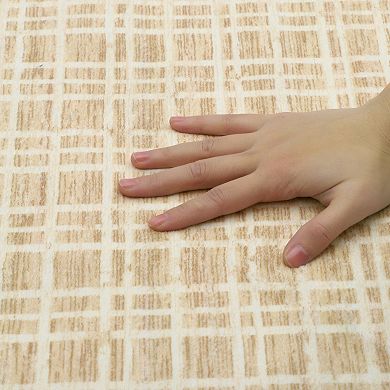 Washable Area Rugs, Modern Plaid Printed Indoor Floor Carpet with Non-Slip Backing