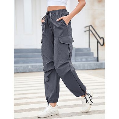 Women's Drawstring Cargo Pants Casual Utility Pocket Trousers