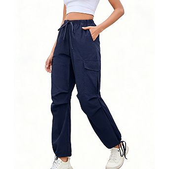 Women's Drawstring Cargo Pants Casual Utility Pocket Trousers