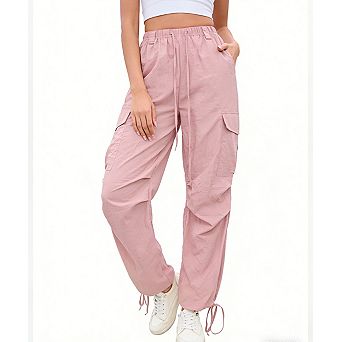 Women's Drawstring Cargo Pants Casual Utility Pocket Trousers