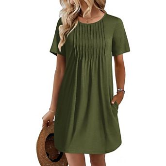 Ekouaer Swimsuit Coverup for Women Short Sleeve Bathing Suit Cover Ups Beach Summer T Shirt Dresses