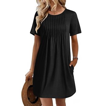 Ekouaer Swimsuit Coverup for Women Short Sleeve Bathing Suit Cover Ups Beach Summer T Shirt Dresses